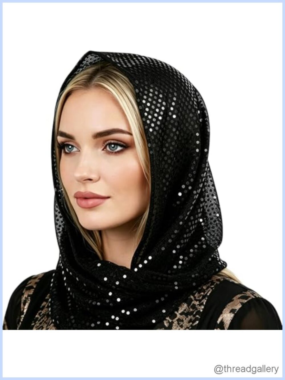 Sparkly Sequin Rave Hood Head Scarf for Women Festival Party Accessory
